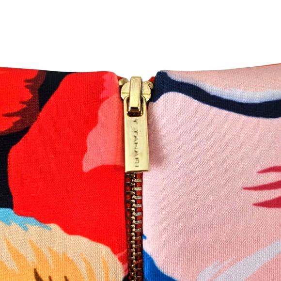 T Tahari Vibrant Red Floral Sheath Dress, Size 10 - Picture 7 of 12